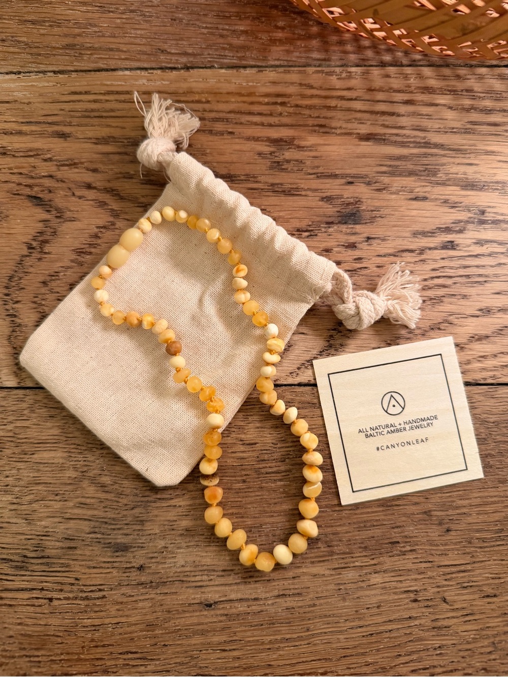 Kids Amber Teething Necklace - Honey Yellow